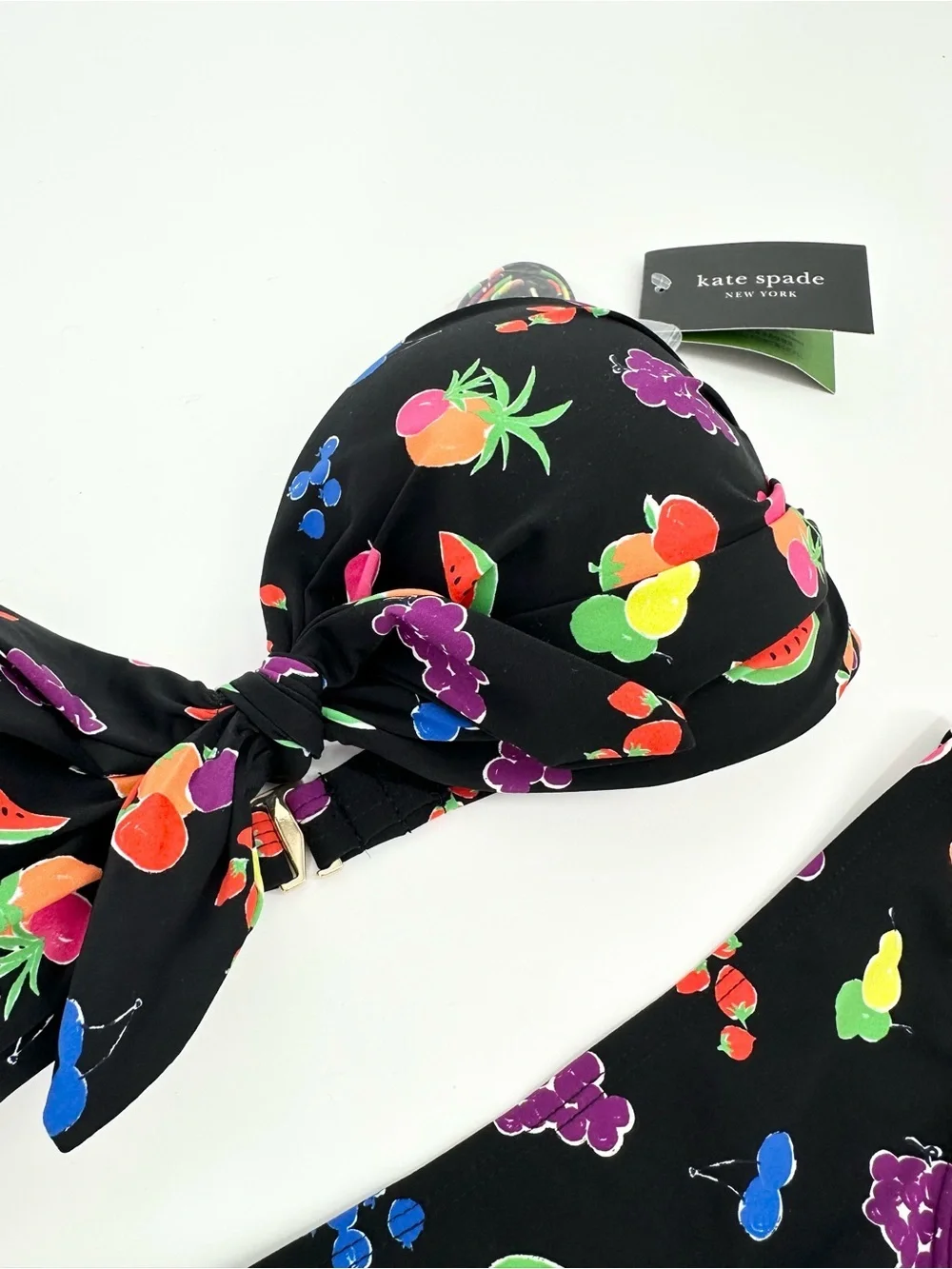 kate spade New York Summer Fruit Bikini Set-Bandeau Tie Top & Brief-Size